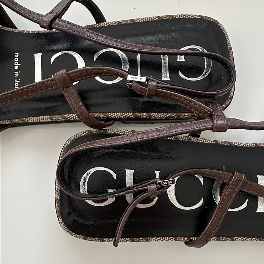 Gucci Beige Monogram Slingback Flats - Picture 4 of 13